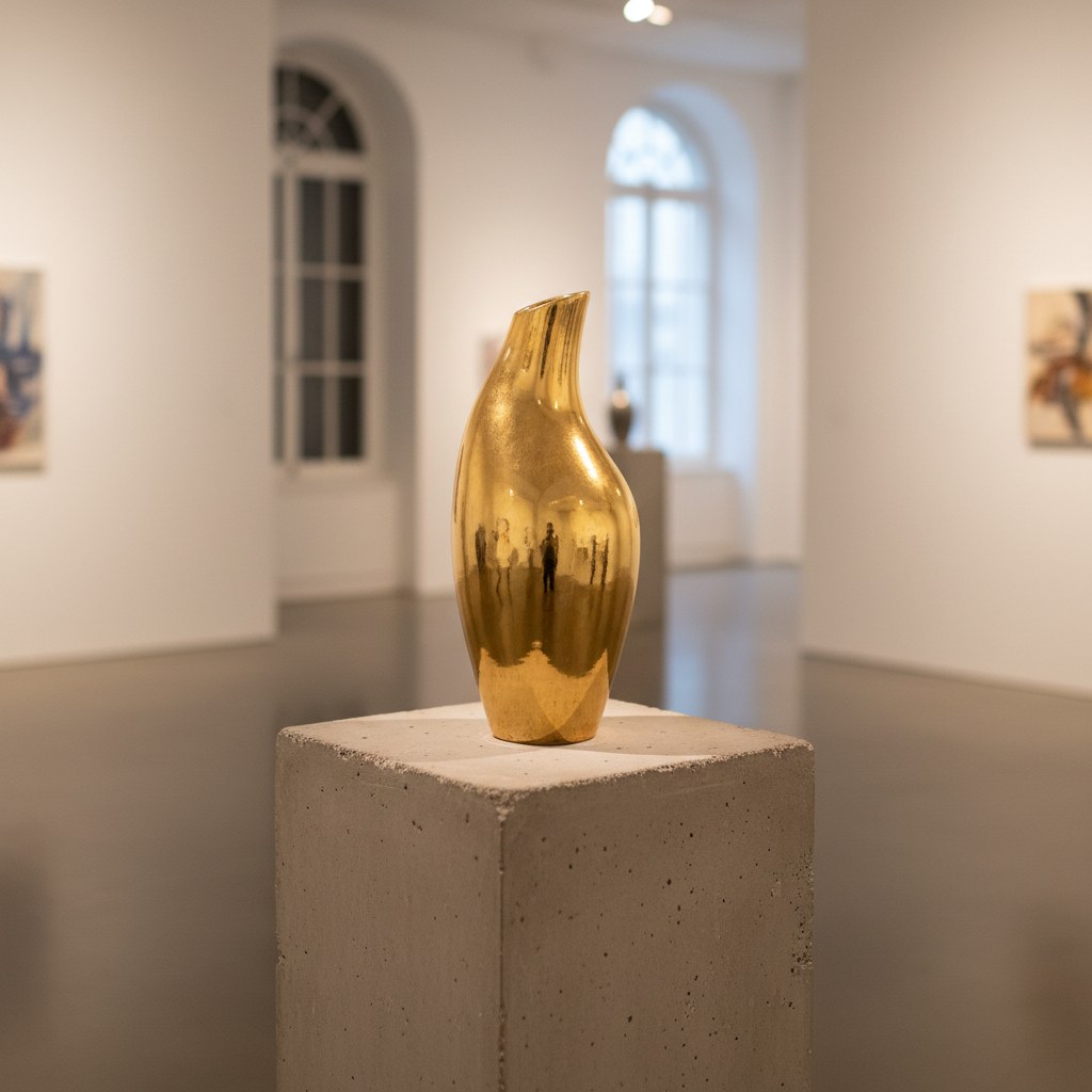 Toprak Galeri — çağdaş seramik vazo, altın sırlı el yapımı eser